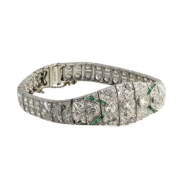 Art Déco, Diamond Emerald Bracelet