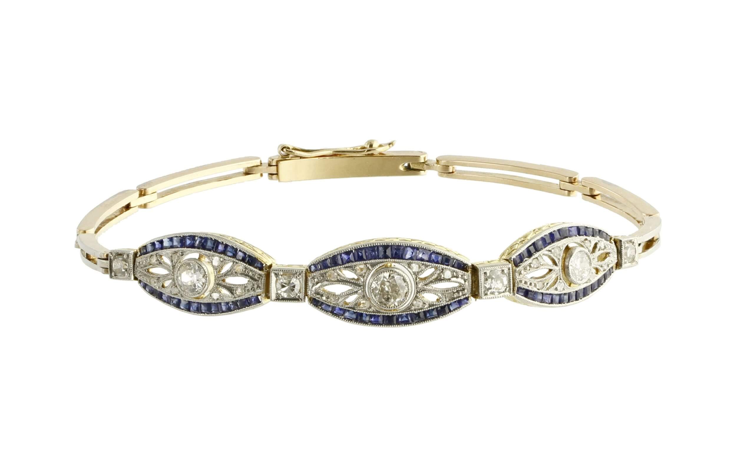 Diamond Sapphire Bracelet, Art Déco