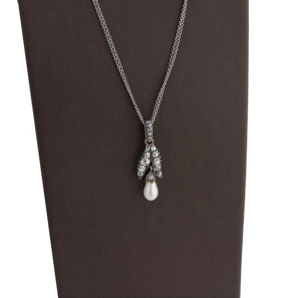 Diamond Pearl Pendant, antique 