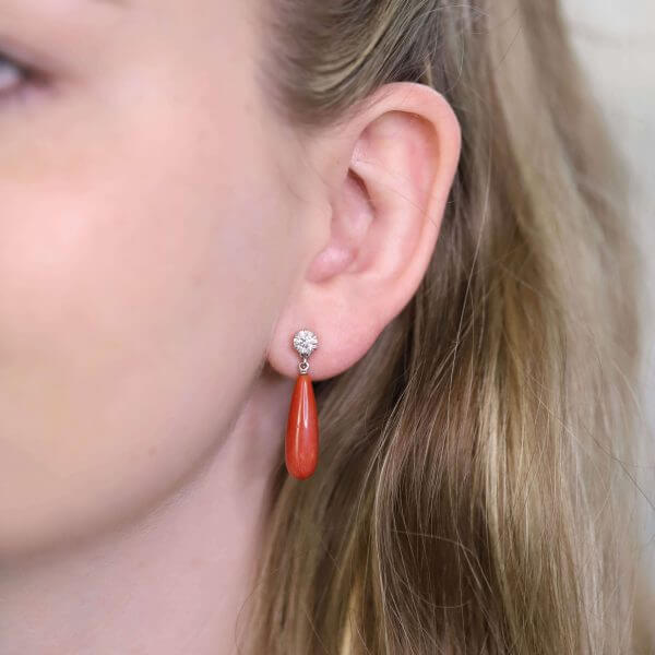 Diamond Coral Earrings