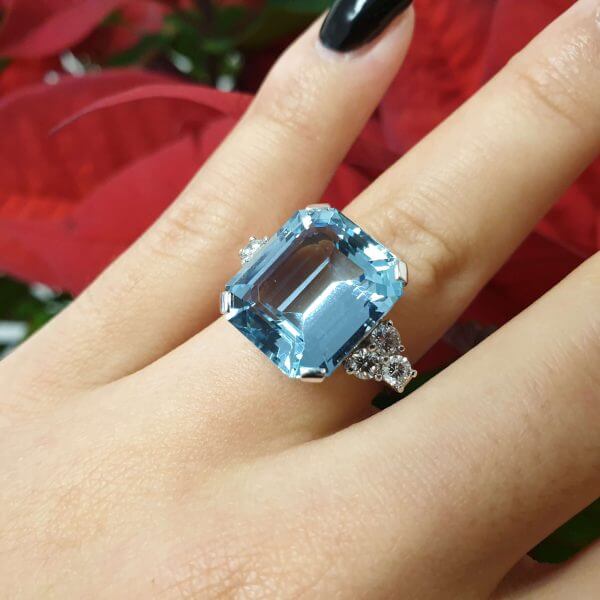 Aquamarin Diamant Ring