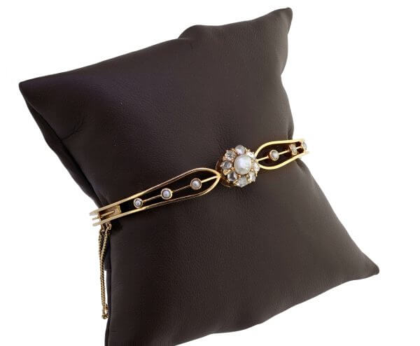 Diamond and pearl bracelet, Victorian,