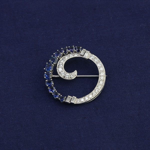 Sapphire Diamond Brooch