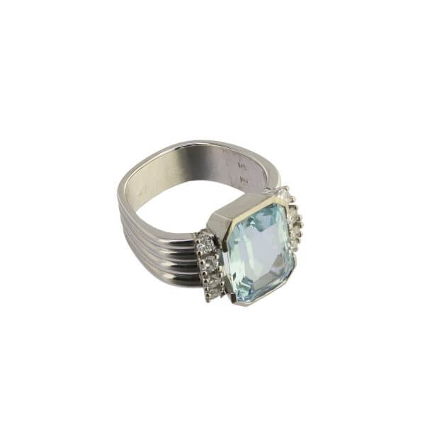 Aquamarine Diamond Ring