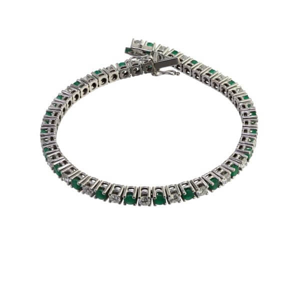 Emerald Diamond Bracelet, signed by Bucherer