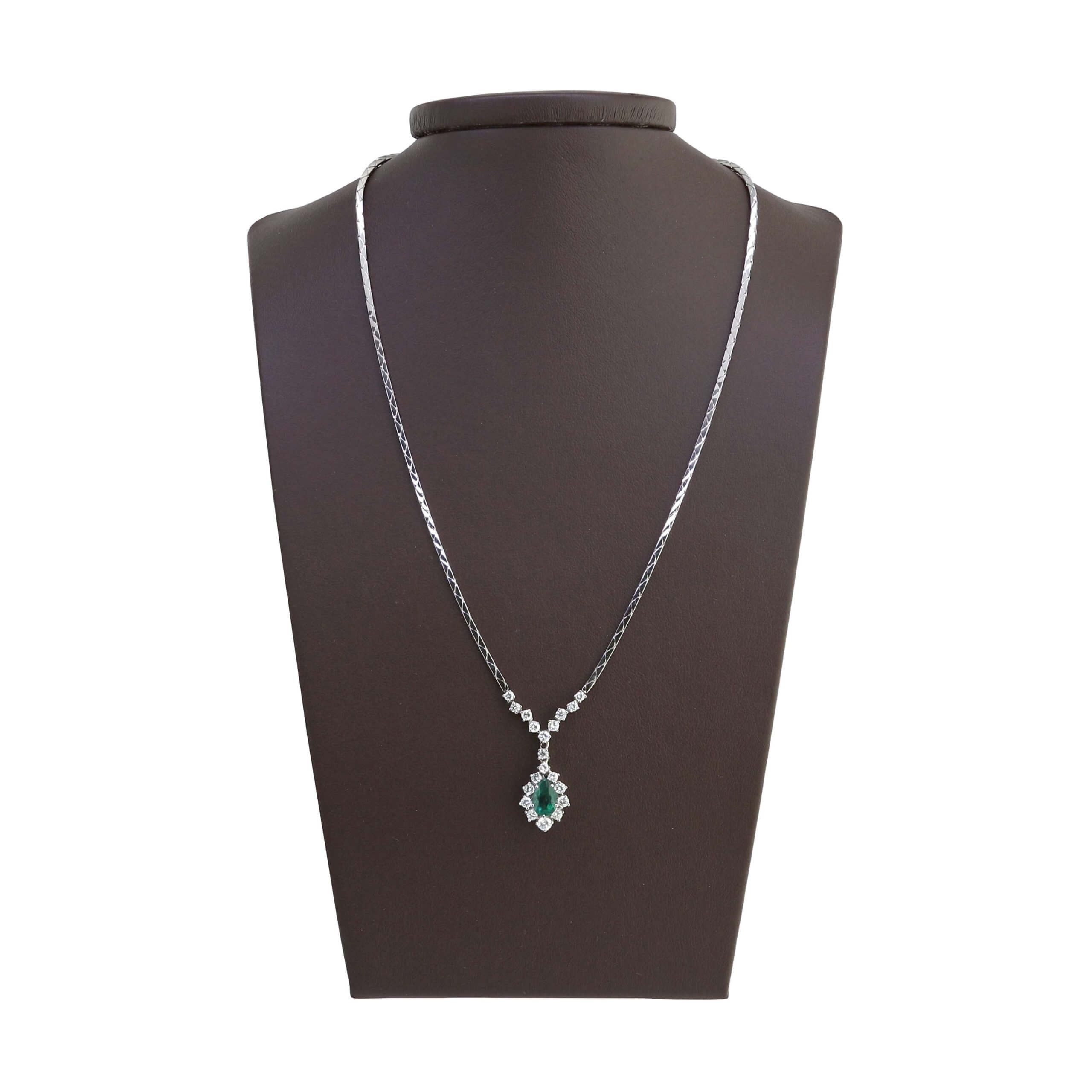 Emerald Diamond Necklace, signed by Bucherer