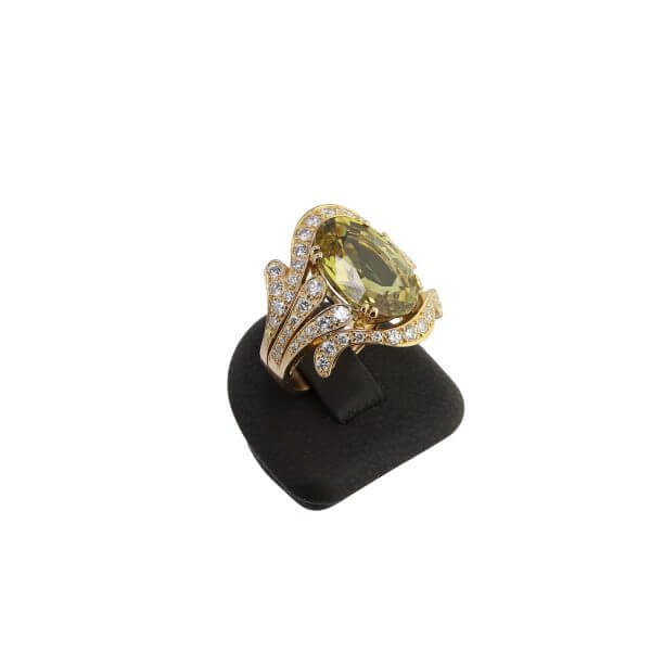Chrysoberyl Diamond Ring, signed Paul Binder