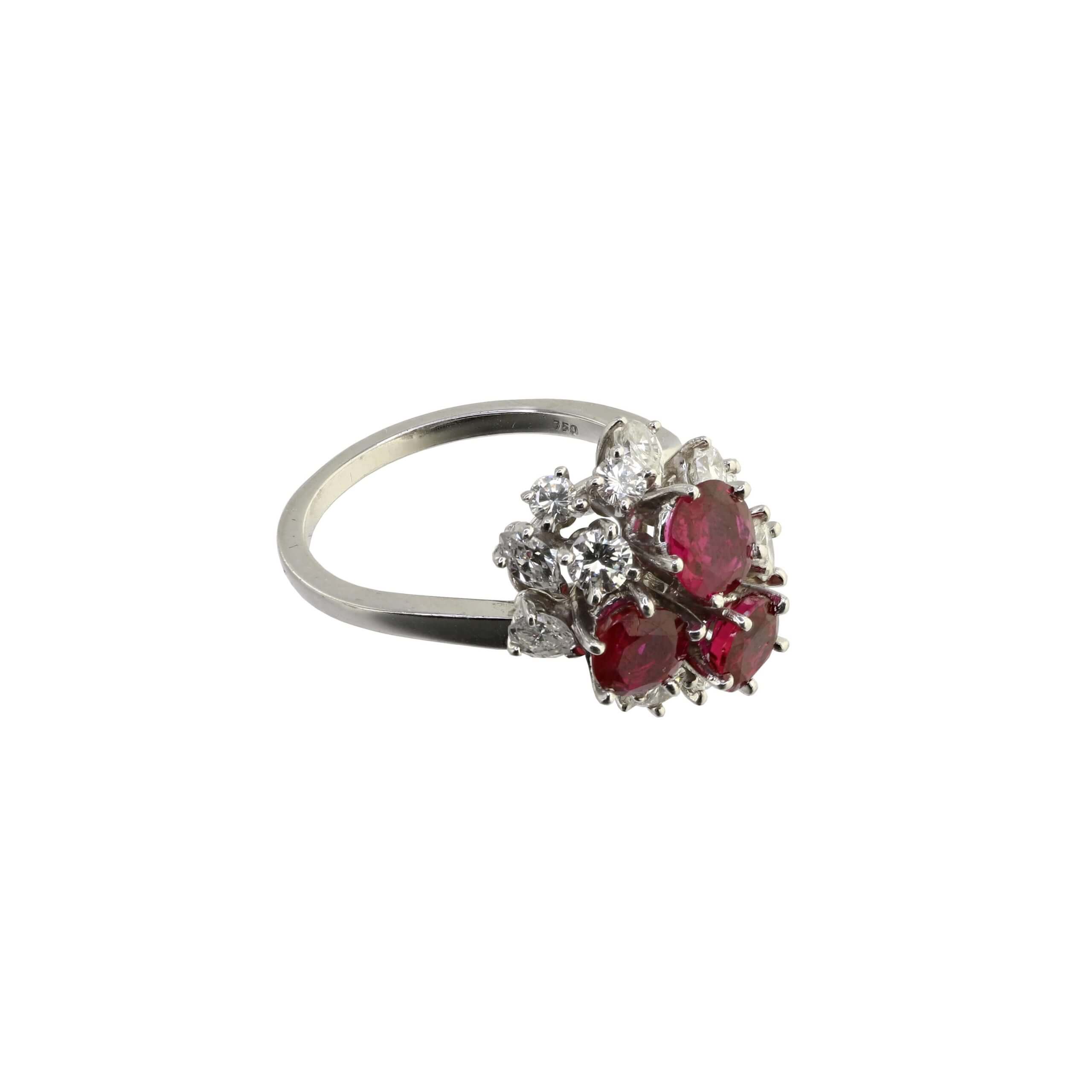 Ruby Diamond Ring, signed by Meister Jeweller