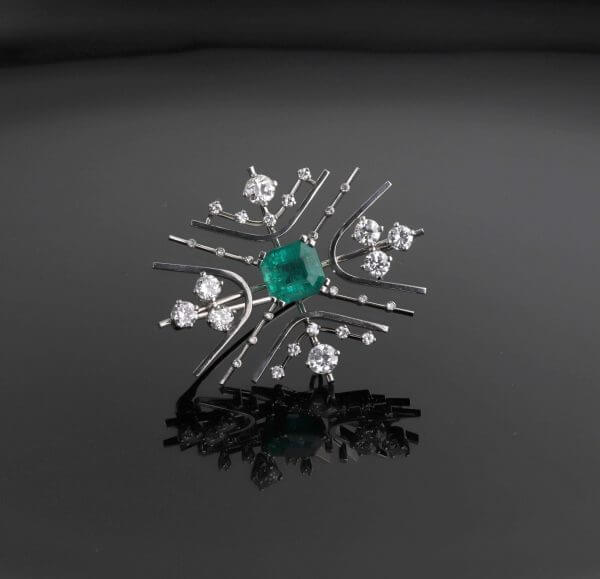 Emerald Diamond Brooch, Paul Binder