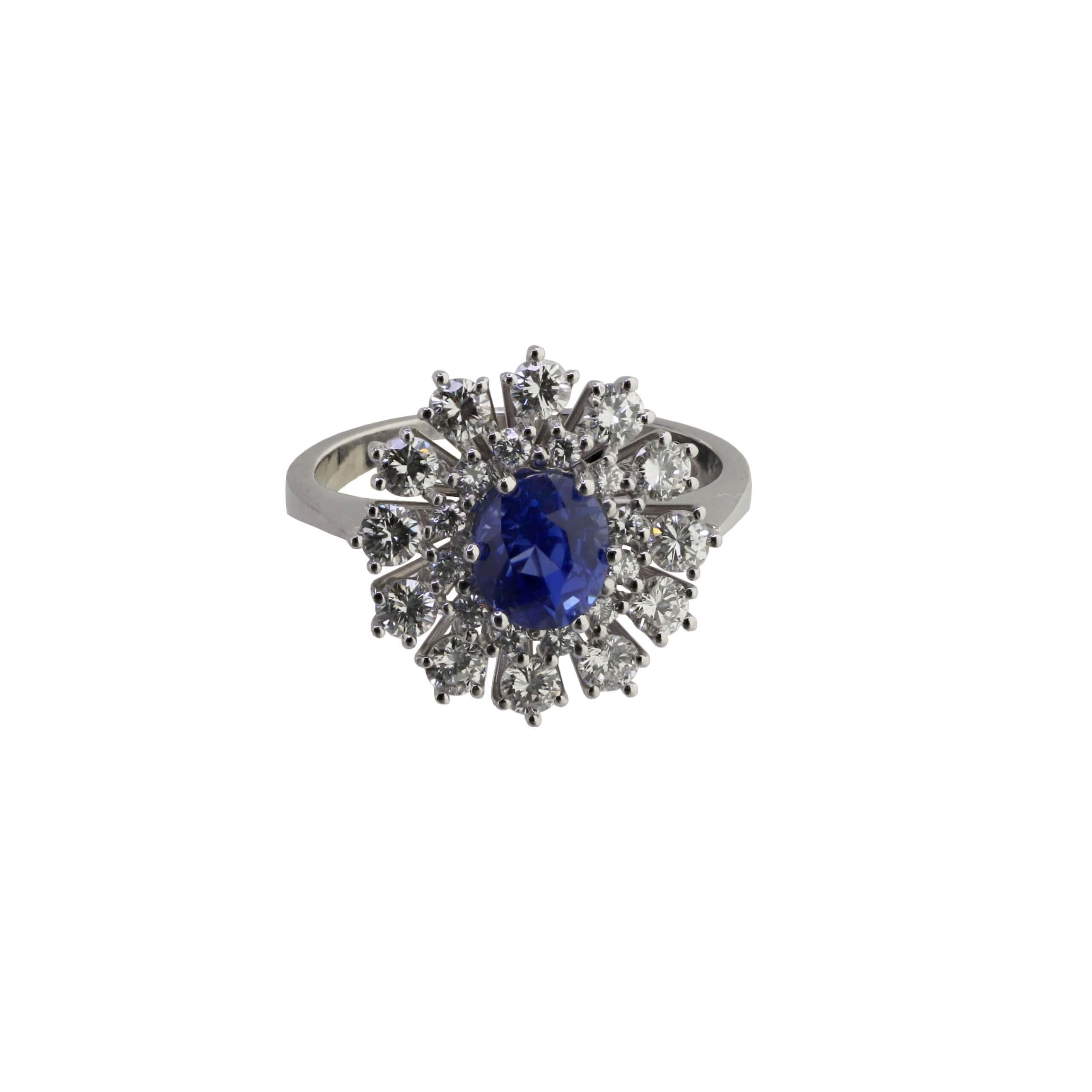 Sapphire diamond ring, signed Donald Itschner, Zurich,