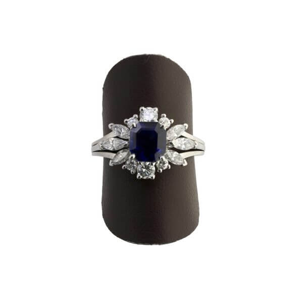 Saphire Diamant Ring, signiert Meister Zürich