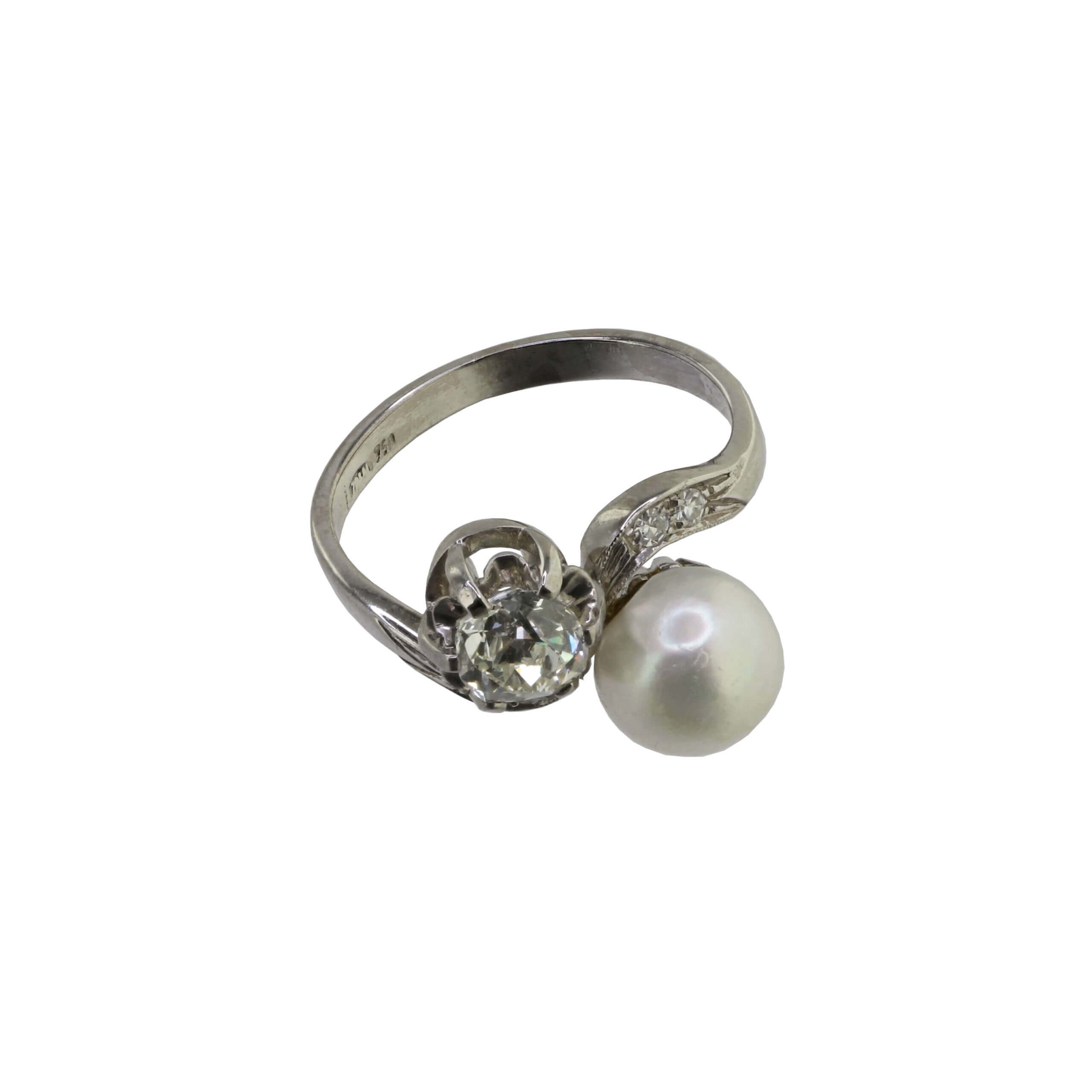 Pearl Diamond Ring, Toi et Moi